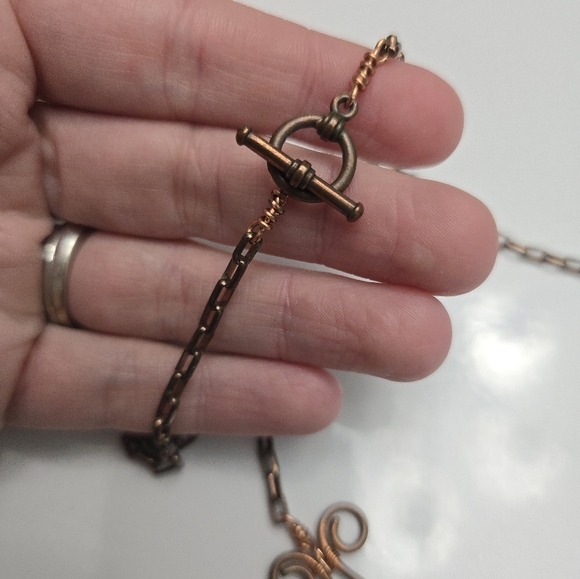 COPPER TURQUOISE STONES NECKLACE Native Southwestern - Picture 2 of 4